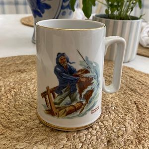 Vintage Norman Rockwell 1985 Braving The Storm Coffee Tea Mug Cup